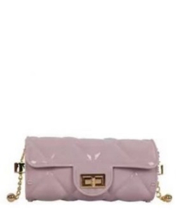 Diamond Quilted Cylinder Shape Crossbody Jelly Bag SP7163 PURPLE